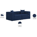 Meridian Cube Navy Durable Linen Textured Modular Sofa IMAGE 10