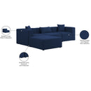 Meridian Cube Navy Durable Linen Textured Modular Sectional IMAGE 15