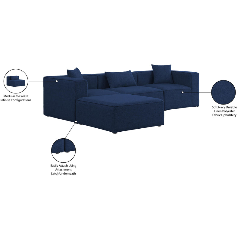 Meridian Cube Navy Durable Linen Textured Modular Sectional IMAGE 15