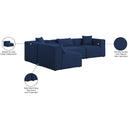 Meridian Cube Navy Durable Linen Textured Modular Sectional IMAGE 15