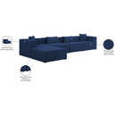 Meridian Cube Navy Durable Linen Textured Modular Sectional IMAGE 15