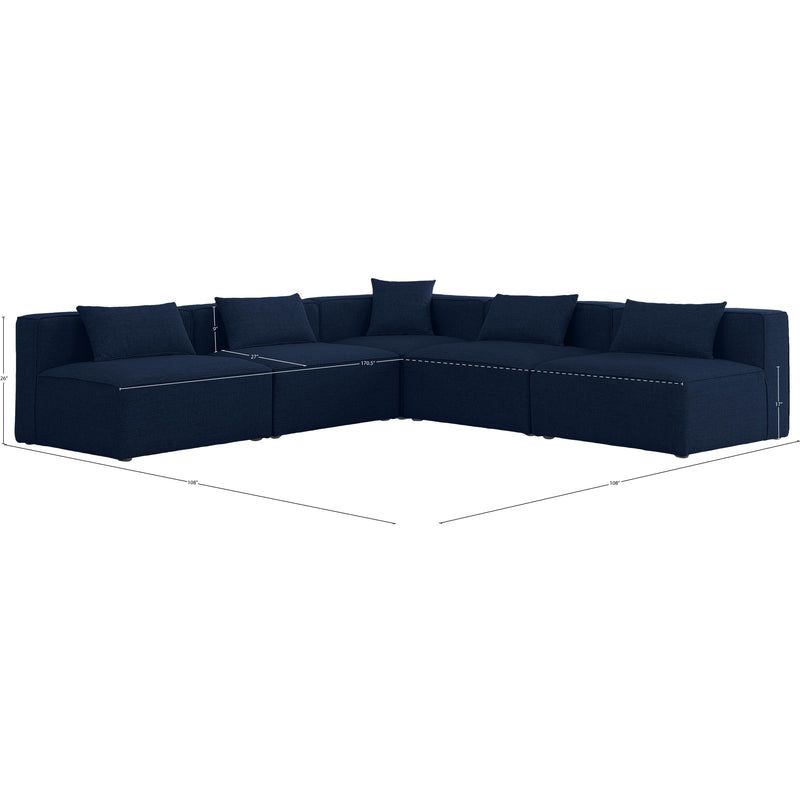 Meridian Cube Navy Durable Linen Textured Modular Sectional IMAGE 8
