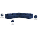 Meridian Cube Navy Durable Linen Textured Modular Sectional IMAGE 9