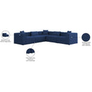 Meridian Cube Navy Durable Linen Textured Modular Sectional IMAGE 10