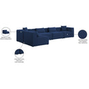 Meridian Cube Navy Durable Linen Textured Modular Sectional IMAGE 15