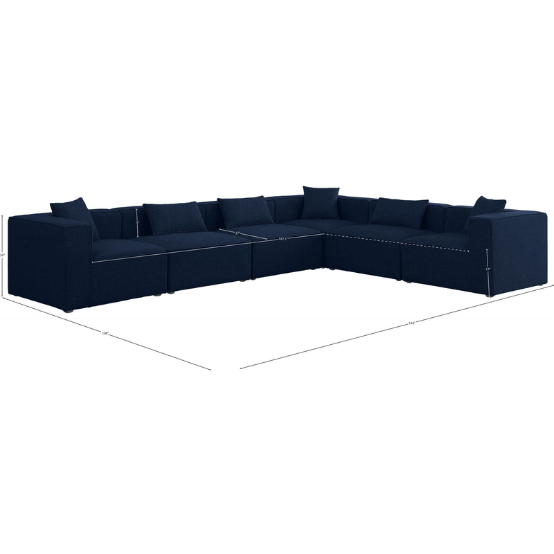Meridian Cube Navy Durable Linen Textured Modular Sectional IMAGE 9