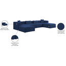 Meridian Cube Navy Durable Linen Textured Modular Sectional IMAGE 10
