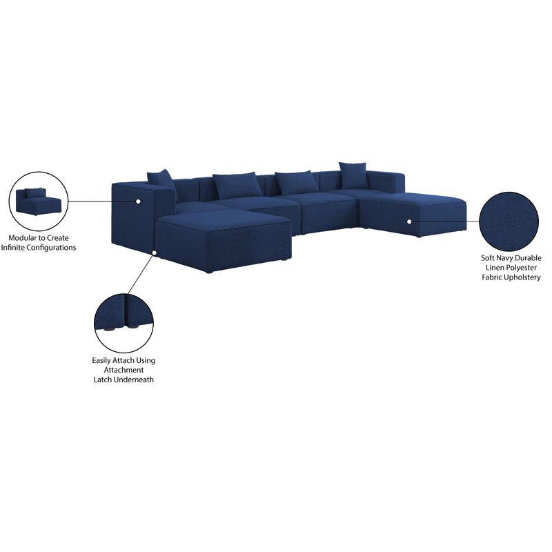 Meridian Cube Navy Durable Linen Textured Modular Sectional IMAGE 10