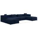 Meridian Cube Navy Durable Linen Textured Modular Sectional IMAGE 9