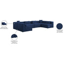 Meridian Cube Navy Durable Linen Textured Modular Sectional IMAGE 10