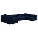 Meridian Cube Navy Durable Linen Textured Modular Sectional IMAGE 9