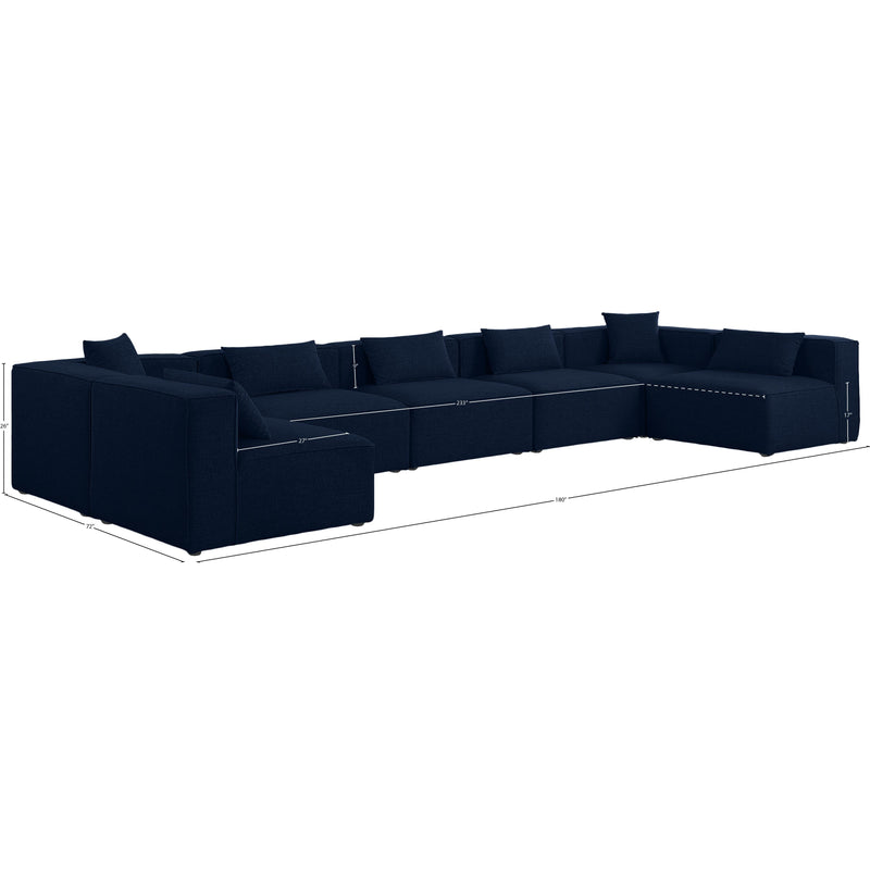 Meridian Cube Navy Durable Linen Textured Modular Sectional IMAGE 9