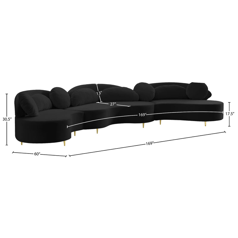 Meridian Vivacious Black Velvet 3 pc Sectional (3 Boxes) IMAGE 19