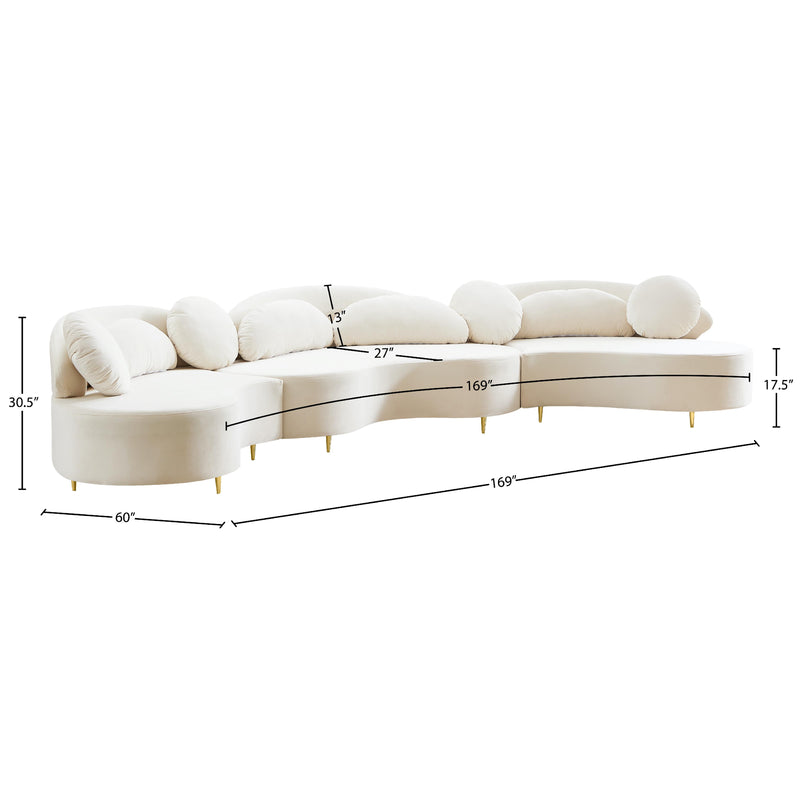 Meridian Vivacious Cream Velvet 3 pc Sectional (3 Boxes) IMAGE 19