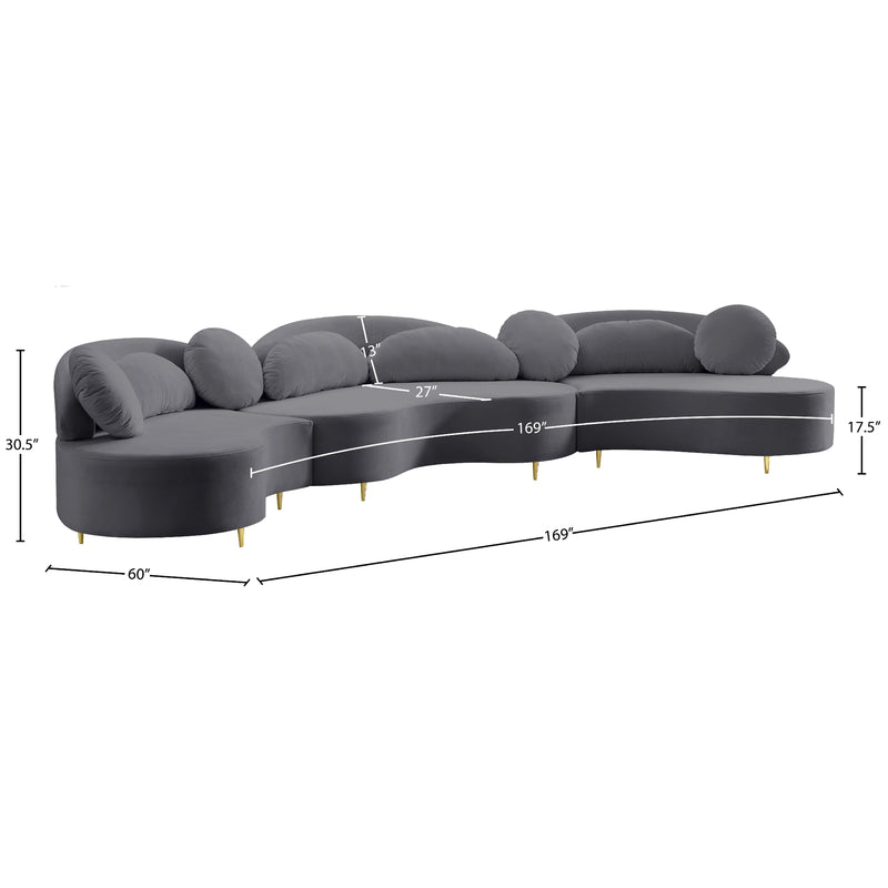 Meridian Vivacious Grey Velvet 3 pc Sectional (3 Boxes) IMAGE 19