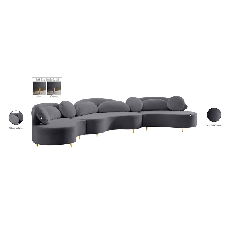 Meridian Vivacious Grey Velvet 3 pc Sectional (3 Boxes) IMAGE 20
