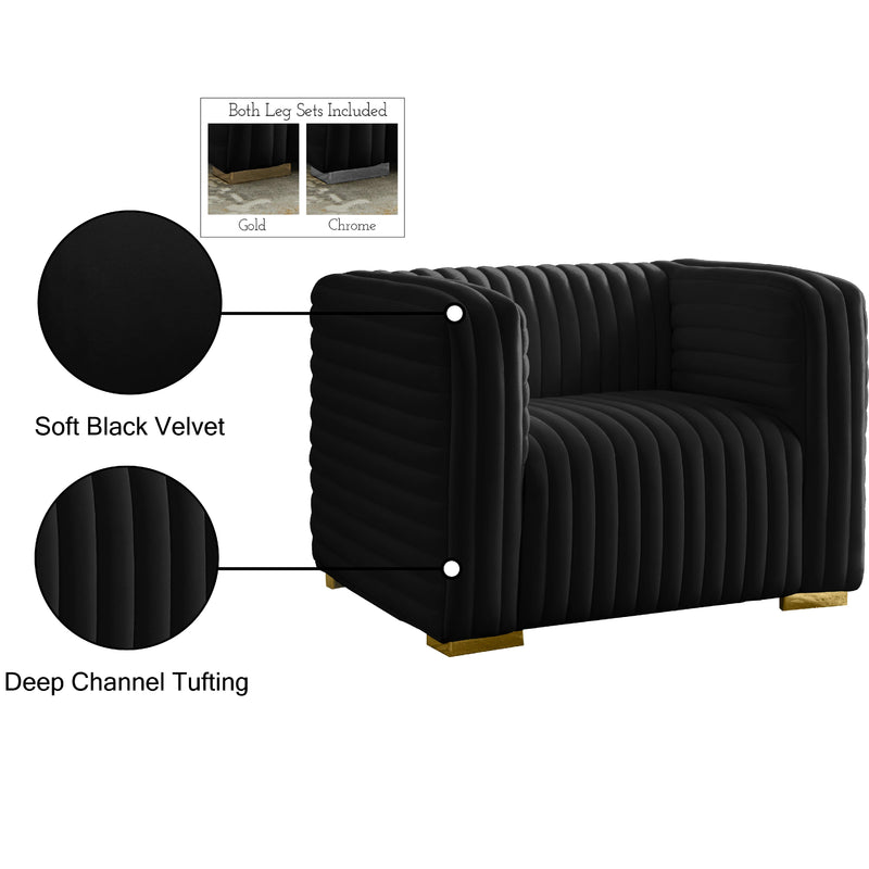 Meridian Ravish Black Velvet Chair IMAGE 18