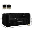 Meridian Ravish Black Velvet Loveseat IMAGE 17