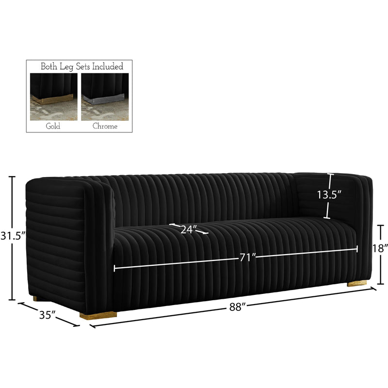 Meridian Ravish Black Velvet Sofa IMAGE 17