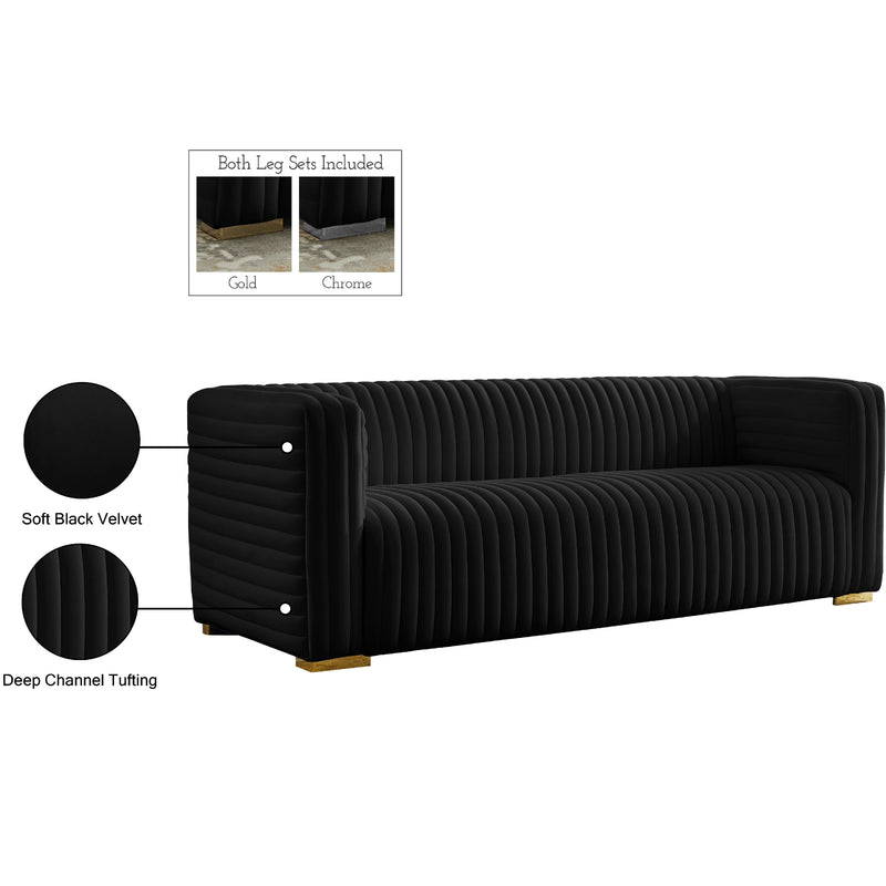 Meridian Ravish Black Velvet Sofa IMAGE 18