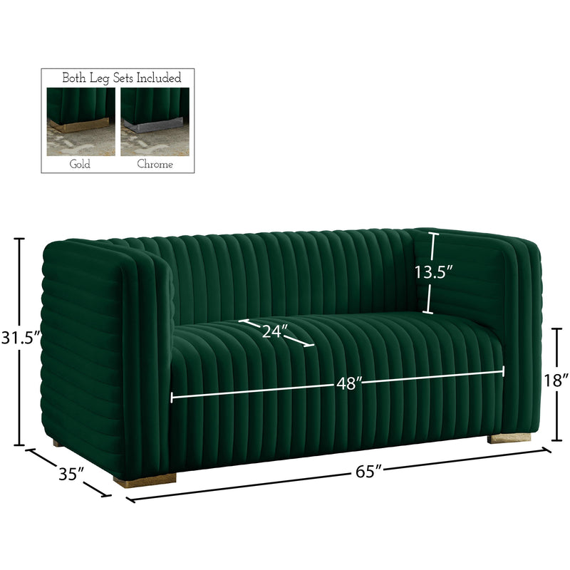 Meridian Ravish Green Velvet Loveseat IMAGE 17