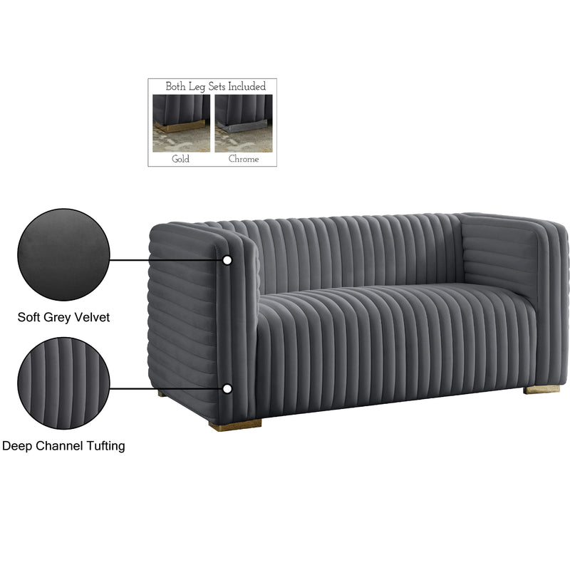 Meridian Ravish Grey Velvet Loveseat IMAGE 18