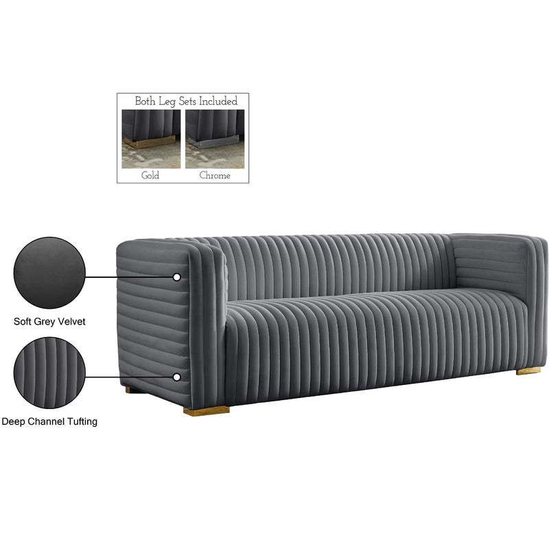 Meridian Ravish Grey Velvet Sofa IMAGE 18