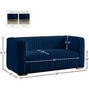 Meridian Ravish Navy Velvet Loveseat IMAGE 17