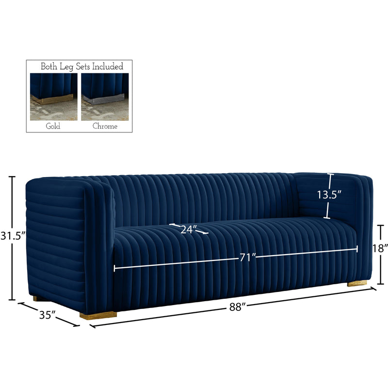 Meridian Ravish Navy Velvet Sofa IMAGE 17
