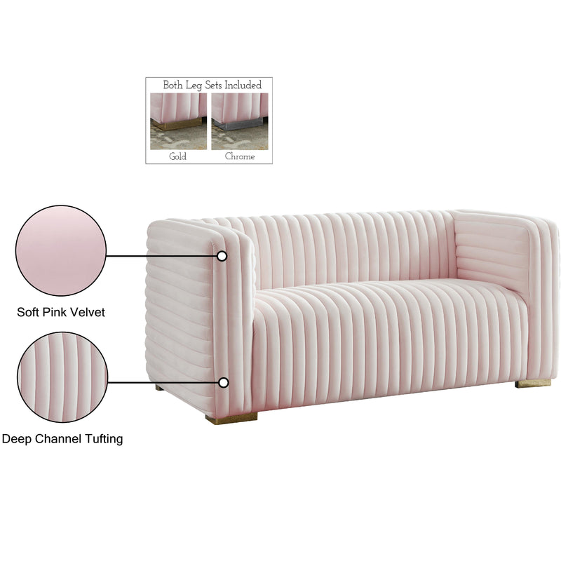 Meridian Ravish Pink Velvet Loveseat IMAGE 18