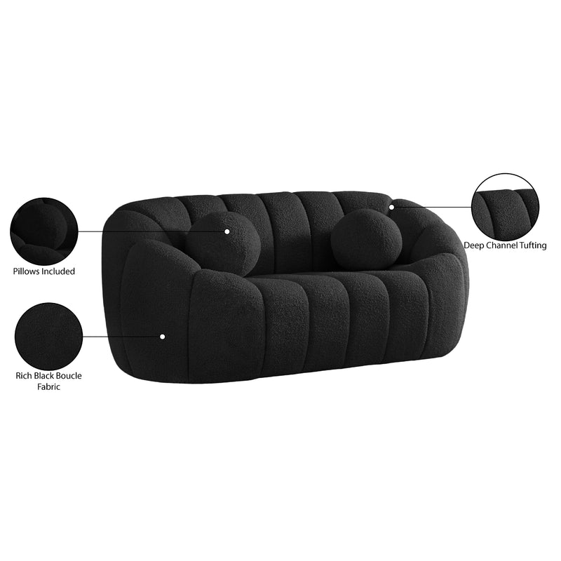 Meridian Elijah Black Boucle Fabric Loveseat IMAGE 15