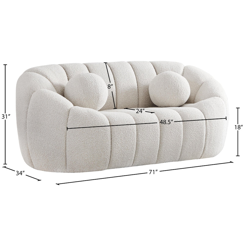 Meridian Elijah Cream Boucle Fabric Loveseat IMAGE 14