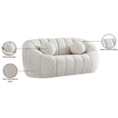 Meridian Elijah Cream Boucle Fabric Loveseat IMAGE 15