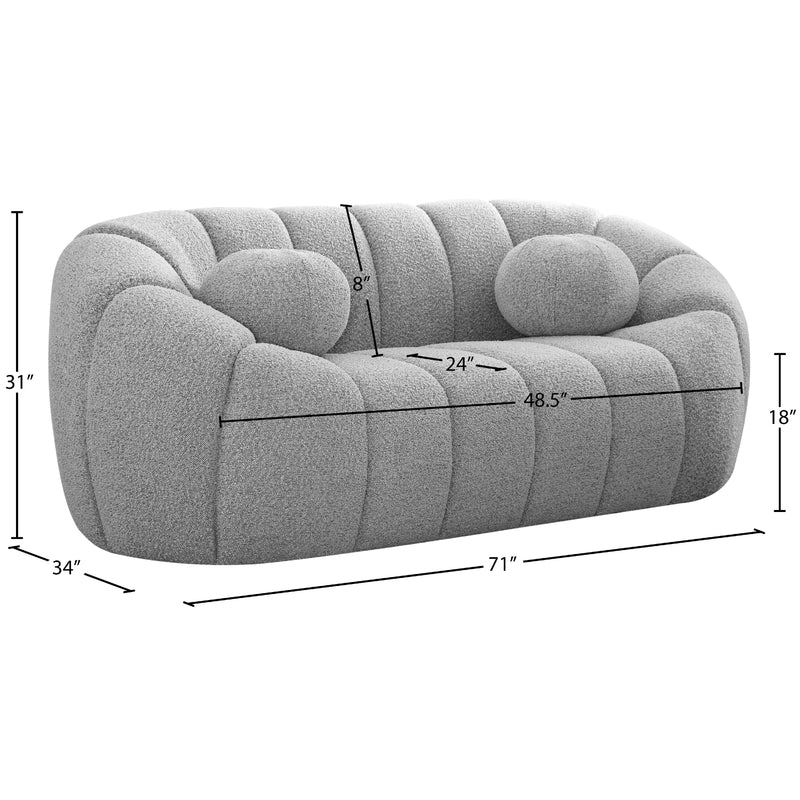 Meridian Elijah Grey Boucle Fabric Loveseat IMAGE 14