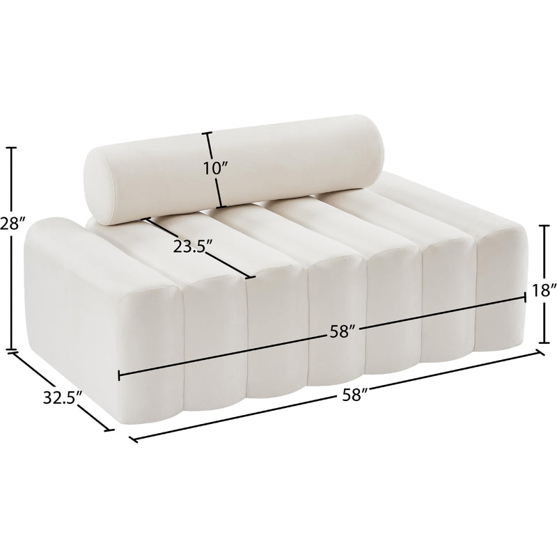 Meridian Melody Cream Velvet Loveseat IMAGE 12