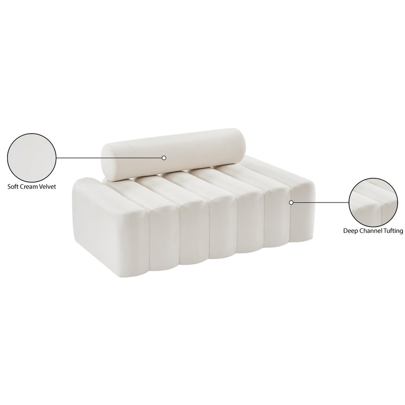 Meridian Melody Cream Velvet Loveseat IMAGE 13