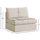 Meridian Jacob Cream Velvet Armless IMAGE 7