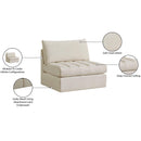 Meridian Jacob Cream Velvet Armless IMAGE 8