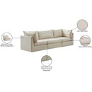 Meridian Jacob Cream Velvet Modular Sofa IMAGE 11