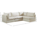 Meridian Jacob Cream Velvet Modular Sectional IMAGE 14