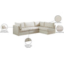 Meridian Jacob Cream Velvet Modular Sectional IMAGE 15