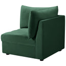  Meridian Jacob Green Velvet Upholstered Modular Corner Chair IMAGE 8
