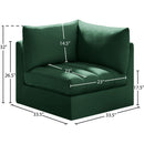  Meridian Jacob Green Velvet Upholstered Modular Corner Chair IMAGE 9