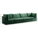  Meridian Jacob 140" Green Velvet Upholstered 4 pc Modular Sofa IMAGE 10