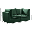  Meridian Jacob 66" Green Velvet Upholstered 2 pc Modular Loveseat IMAGE 10