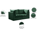  Meridian Jacob 66" Green Velvet Upholstered 2 pc Modular Loveseat IMAGE 11