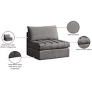  Meridian Jacob Grey Velvet Upholstered Modular Armless Chair IMAGE 8