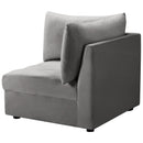  Meridian Jacob Grey Velvet Upholstered Modular Corner Chair IMAGE 8
