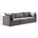  Meridian Jacob 103" Grey Velvet Upholstered 3 pc Modular Sofa IMAGE 10