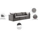  Meridian Jacob 103" Grey Velvet Upholstered 3 pc Modular Sofa IMAGE 11